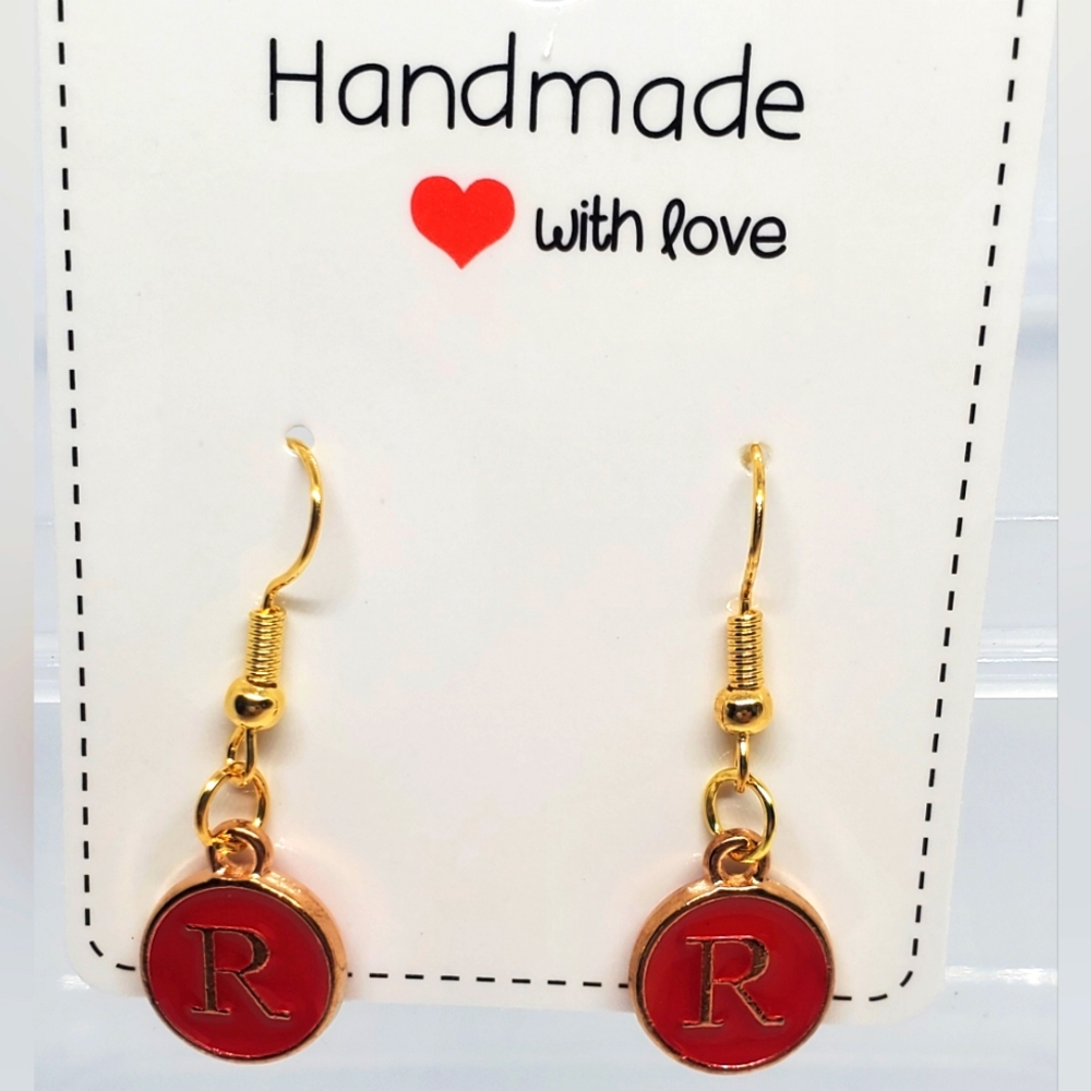 7/$10 R Initial Earrings, New